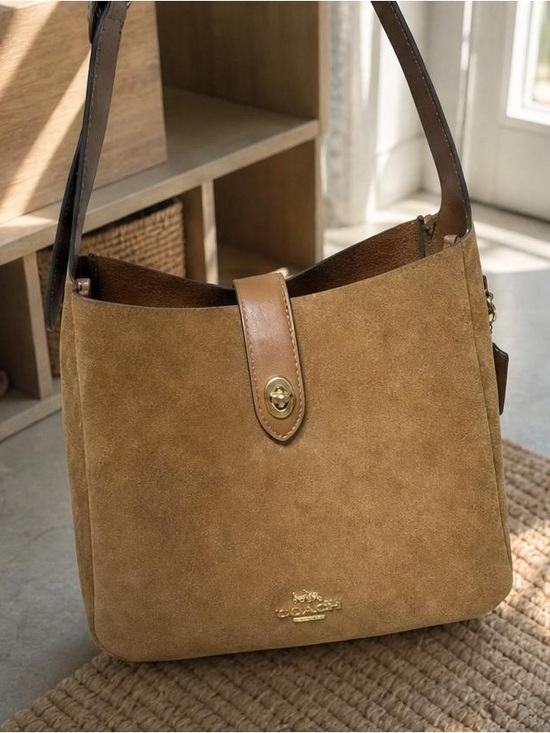 Coach Handbags - Coach Suede Hobo Shoulder Bag in Tan and Brown